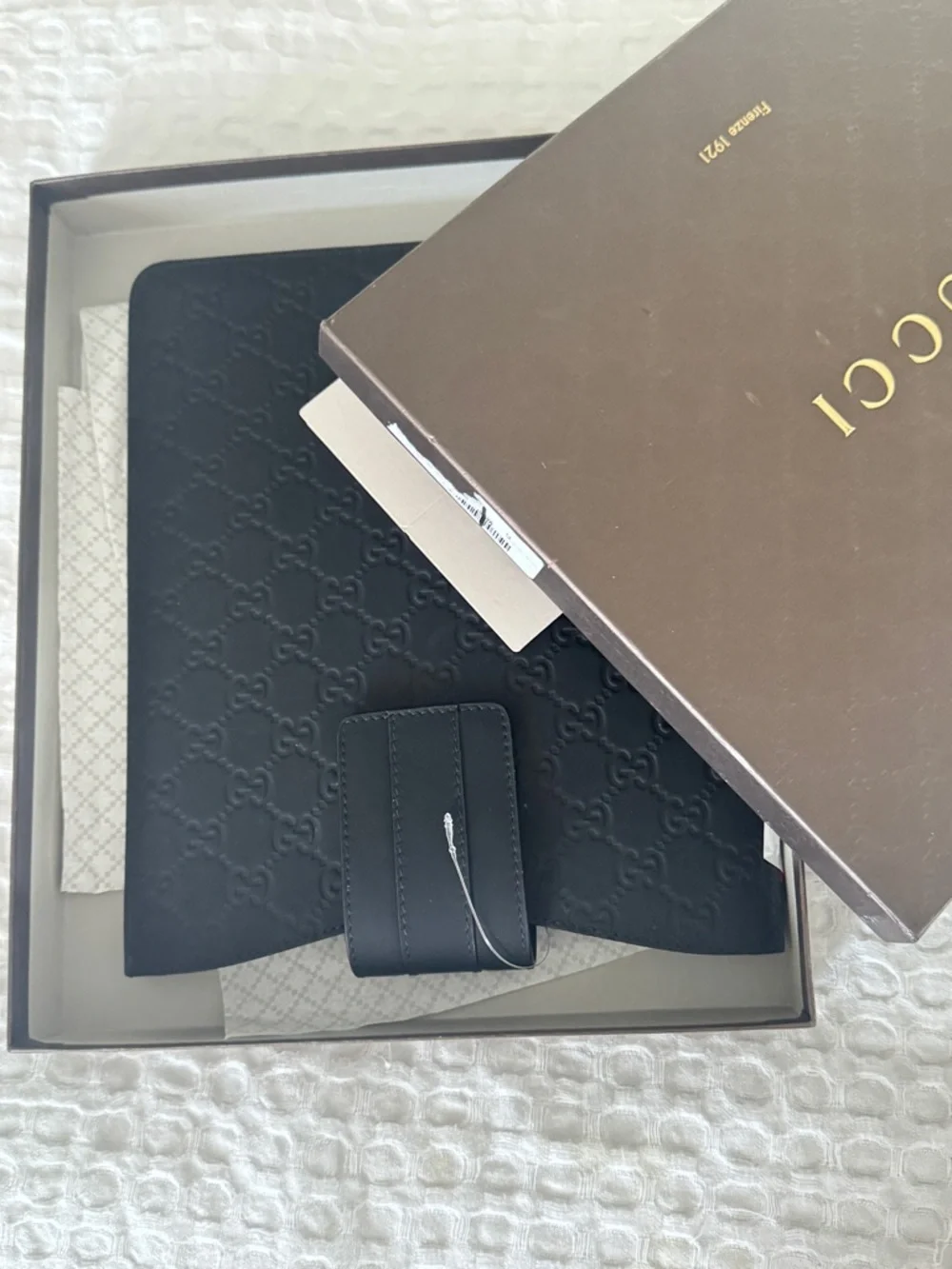 Gucci Black Embossed I pad case New in box